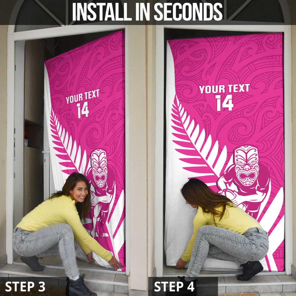 New Zealand Silver Fern Rugby Custom Door Cover Go All Black Maori Pink Version - Aussie Hoodie