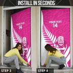 New Zealand Silver Fern Rugby Custom Door Cover Go All Black Maori Pink Version - Aussie Hoodie
