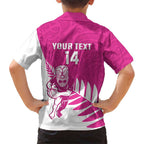 New Zealand Silver Fern Rugby Custom Family Matching Short Sleeve Bodycon Dress and Hawaiian Shirt Go All Black Maori Pink Version
