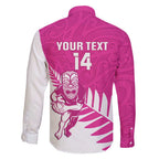 New Zealand Silver Fern Rugby Custom Family Matching Short Sleeve Bodycon Dress and Hawaiian Shirt Go All Black Maori Pink Version
