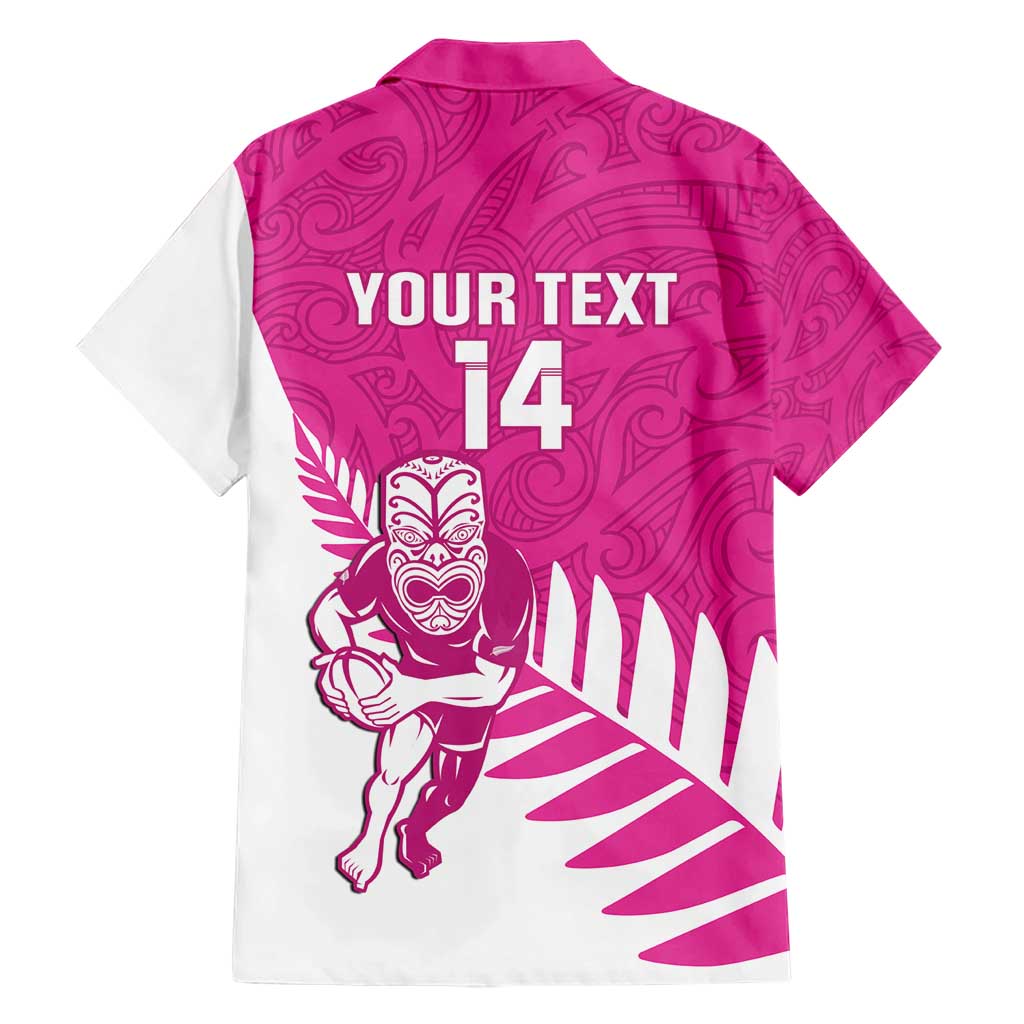 New Zealand Silver Fern Rugby Custom Hawaiian Shirt Go All Black Maori Pink Version