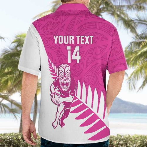 New Zealand Silver Fern Rugby Custom Hawaiian Shirt Go All Black Maori Pink Version