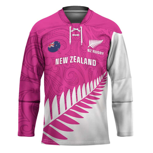 New Zealand Silver Fern Rugby Custom Hockey Jersey Go All Black Maori Pink Version - Aussie Hoodie
