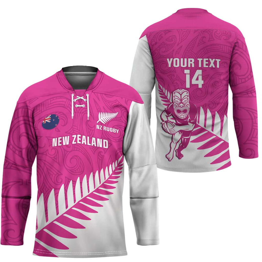 New Zealand Silver Fern Rugby Custom Hockey Jersey Go All Black Maori Pink Version - Aussie Hoodie