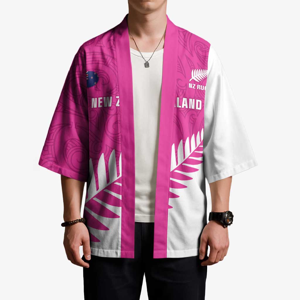 New Zealand Silver Fern Rugby Custom Kimono Go All Black Maori Pink Version - Aussie Hoodie