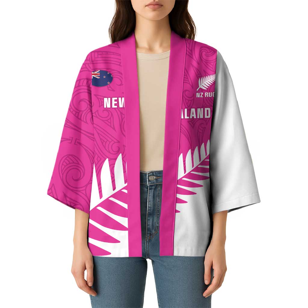 New Zealand Silver Fern Rugby Custom Kimono Go All Black Maori Pink Version - Aussie Hoodie