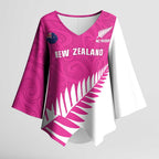 New Zealand Silver Fern Rugby Custom Kimono Sleeve Blouse Go All Black Maori Pink Version - Aussie Hoodie