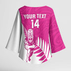 New Zealand Silver Fern Rugby Custom Kimono Sleeve Blouse Go All Black Maori Pink Version - Aussie Hoodie