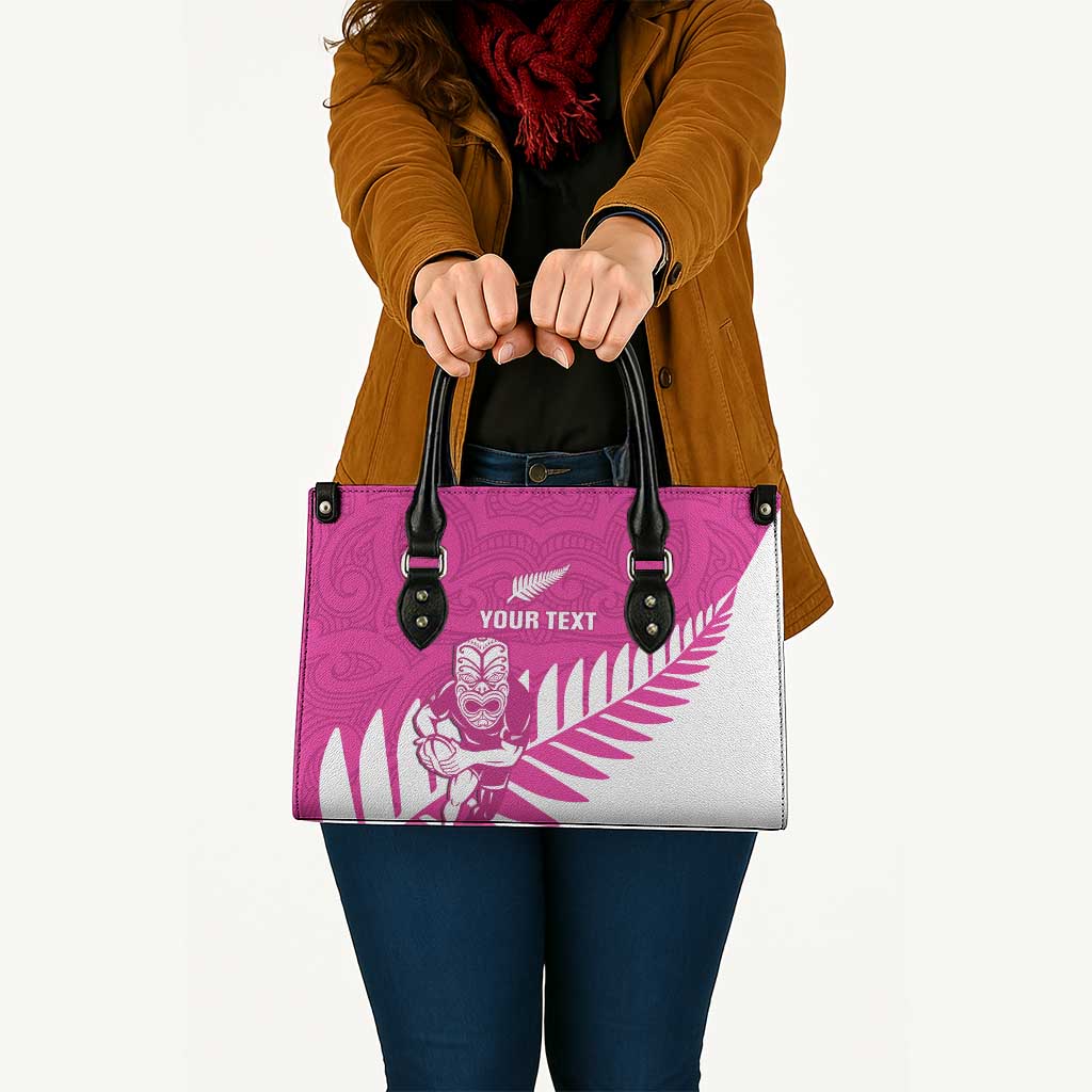 New Zealand Silver Fern Rugby Custom Leather Bag Go All Black Maori Pink Version - Aussie Hoodie