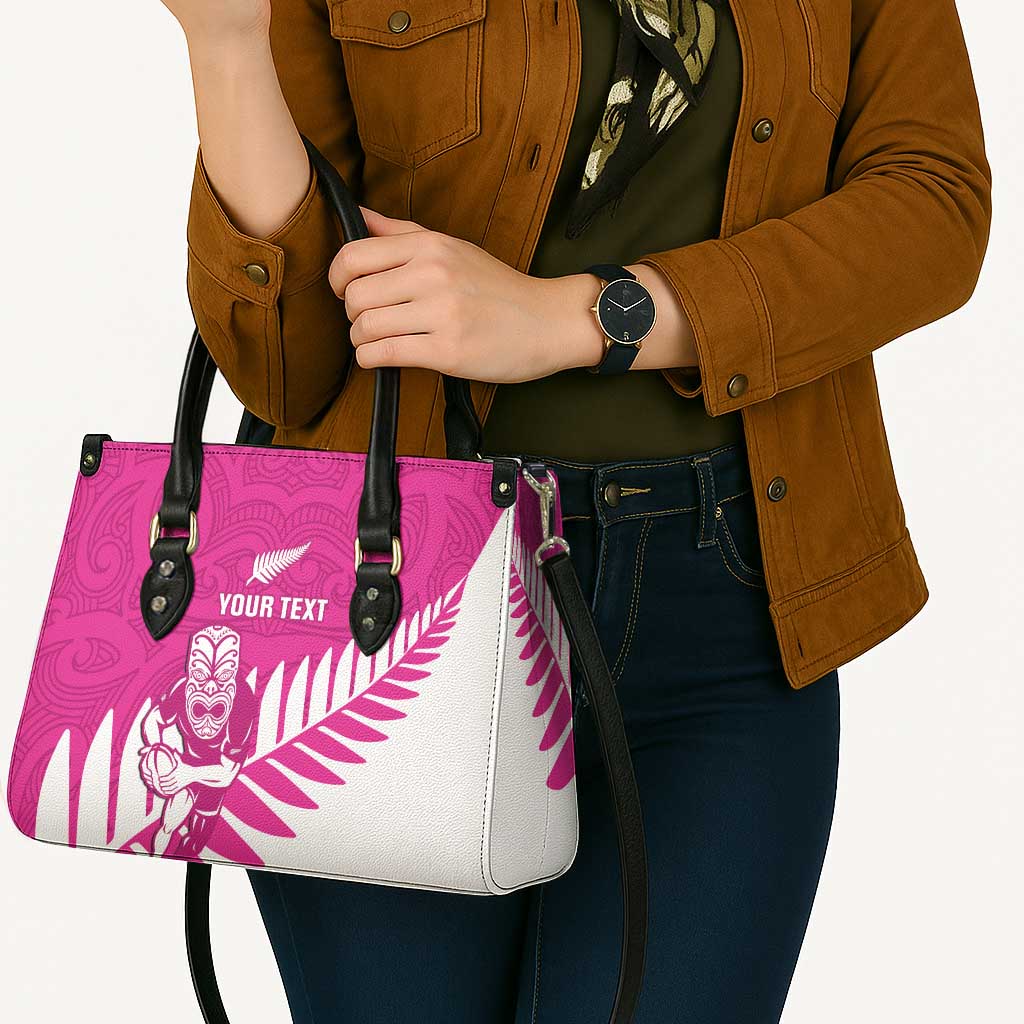 New Zealand Silver Fern Rugby Custom Leather Bag Go All Black Maori Pink Version - Aussie Hoodie