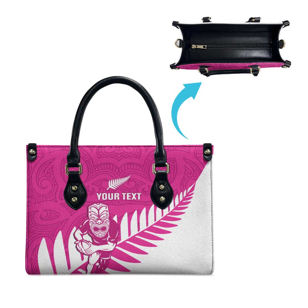 New Zealand Silver Fern Rugby Custom Leather Bag Go All Black Maori Pink Version - Aussie Hoodie