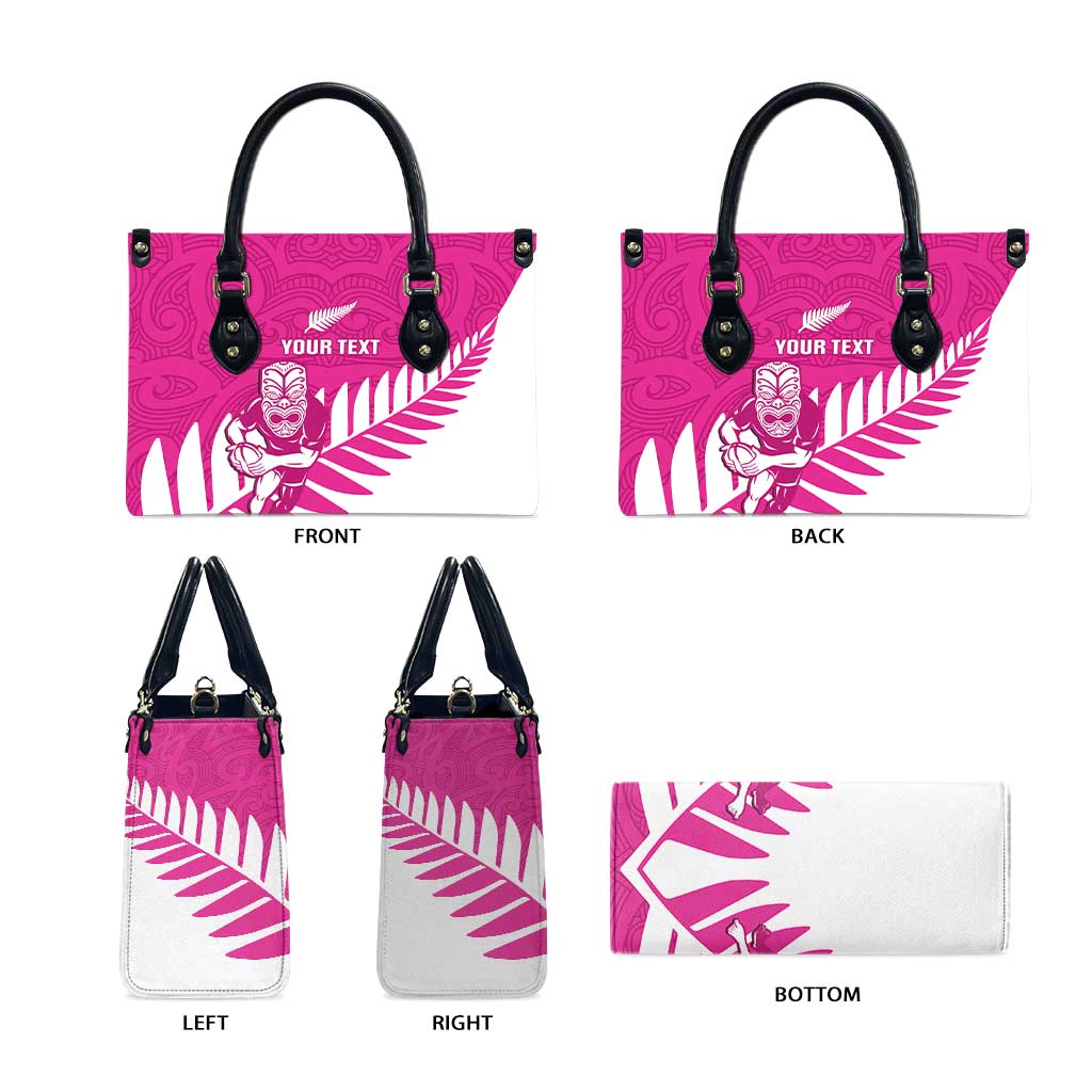 New Zealand Silver Fern Rugby Custom Leather Bag Go All Black Maori Pink Version - Aussie Hoodie