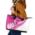 New Zealand Silver Fern Rugby Custom Leather Tote Bag Go All Black Maori Pink Version
