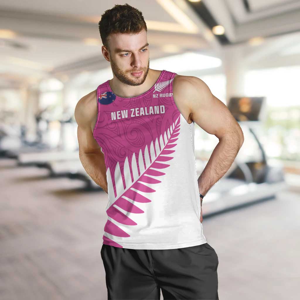 New Zealand Silver Fern Rugby Custom Men Tank Top Go All Black Maori Pink Version