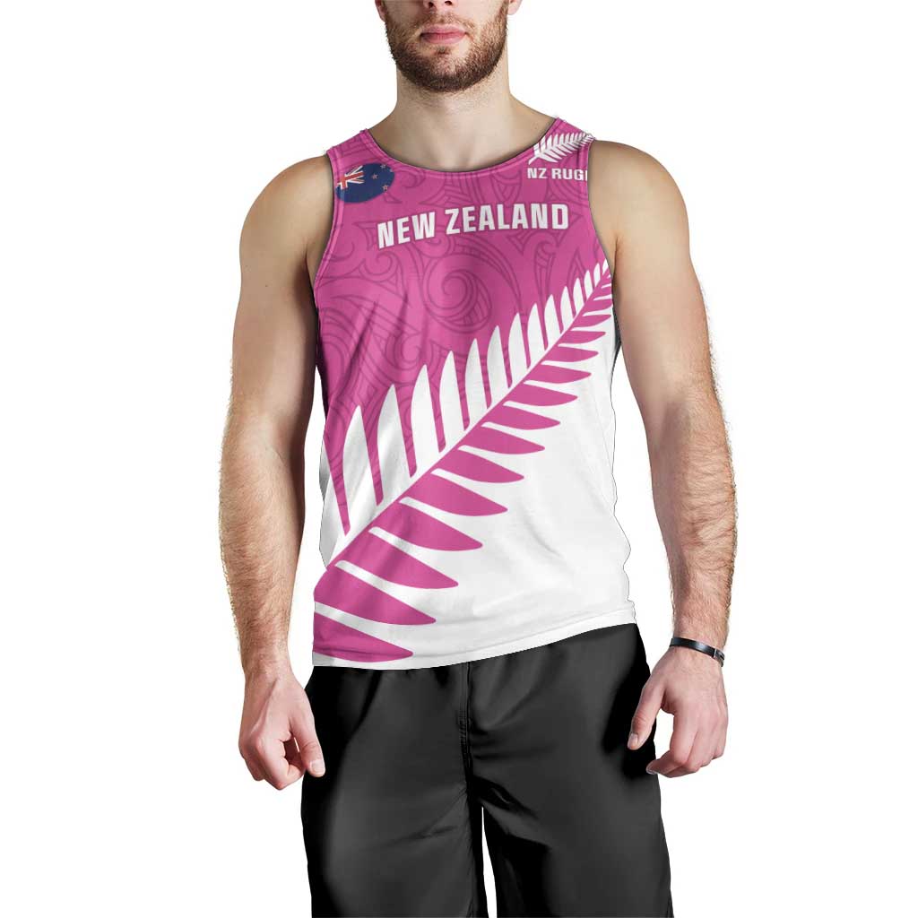 New Zealand Silver Fern Rugby Custom Men Tank Top Go All Black Maori Pink Version
