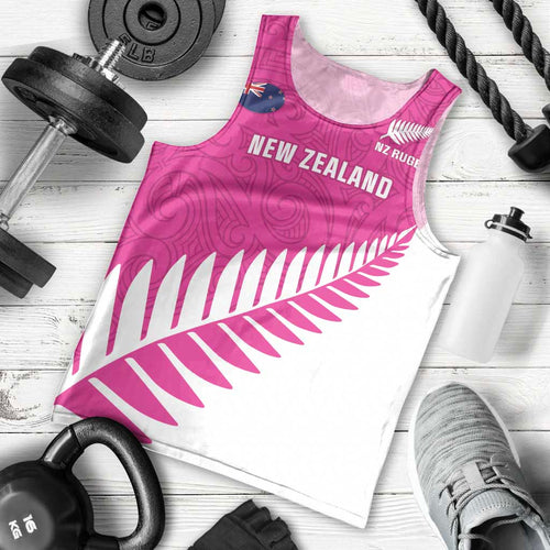 New Zealand Silver Fern Rugby Custom Men Tank Top Go All Black Maori Pink Version