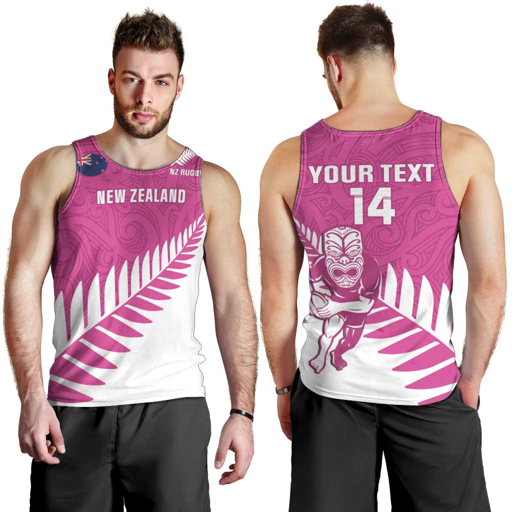 New Zealand Silver Fern Rugby Custom Men Tank Top Go All Black Maori Pink Version