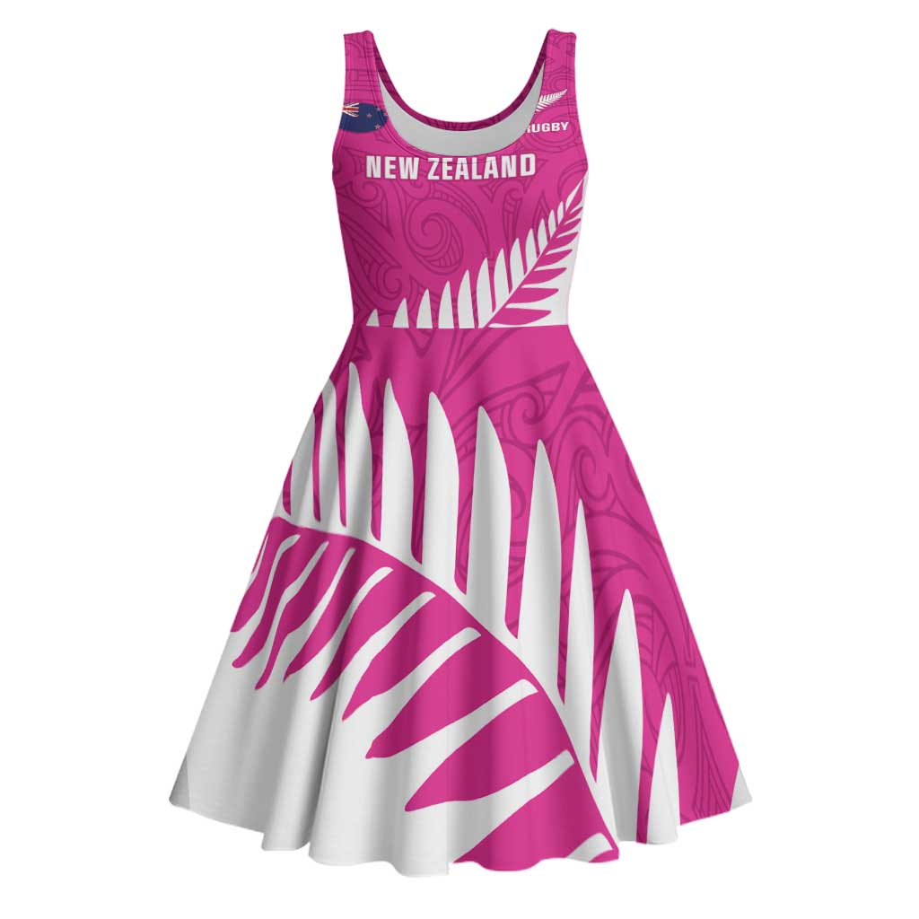 New Zealand Silver Fern Rugby Custom Midi Dress Go All Black Maori Pink Version - Aussie Hoodie