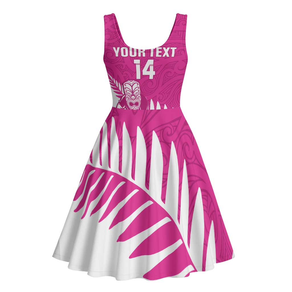 New Zealand Silver Fern Rugby Custom Midi Dress Go All Black Maori Pink Version - Aussie Hoodie
