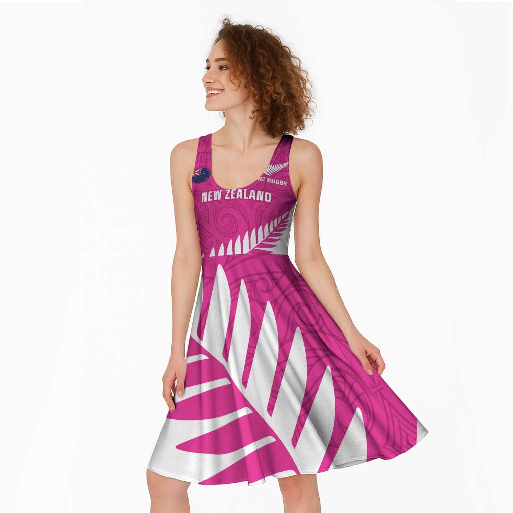New Zealand Silver Fern Rugby Custom Midi Dress Go All Black Maori Pink Version - Aussie Hoodie