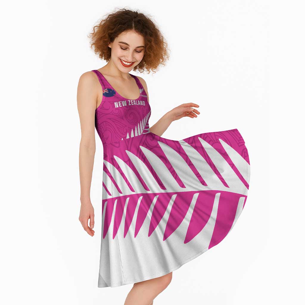 New Zealand Silver Fern Rugby Custom Midi Dress Go All Black Maori Pink Version - Aussie Hoodie