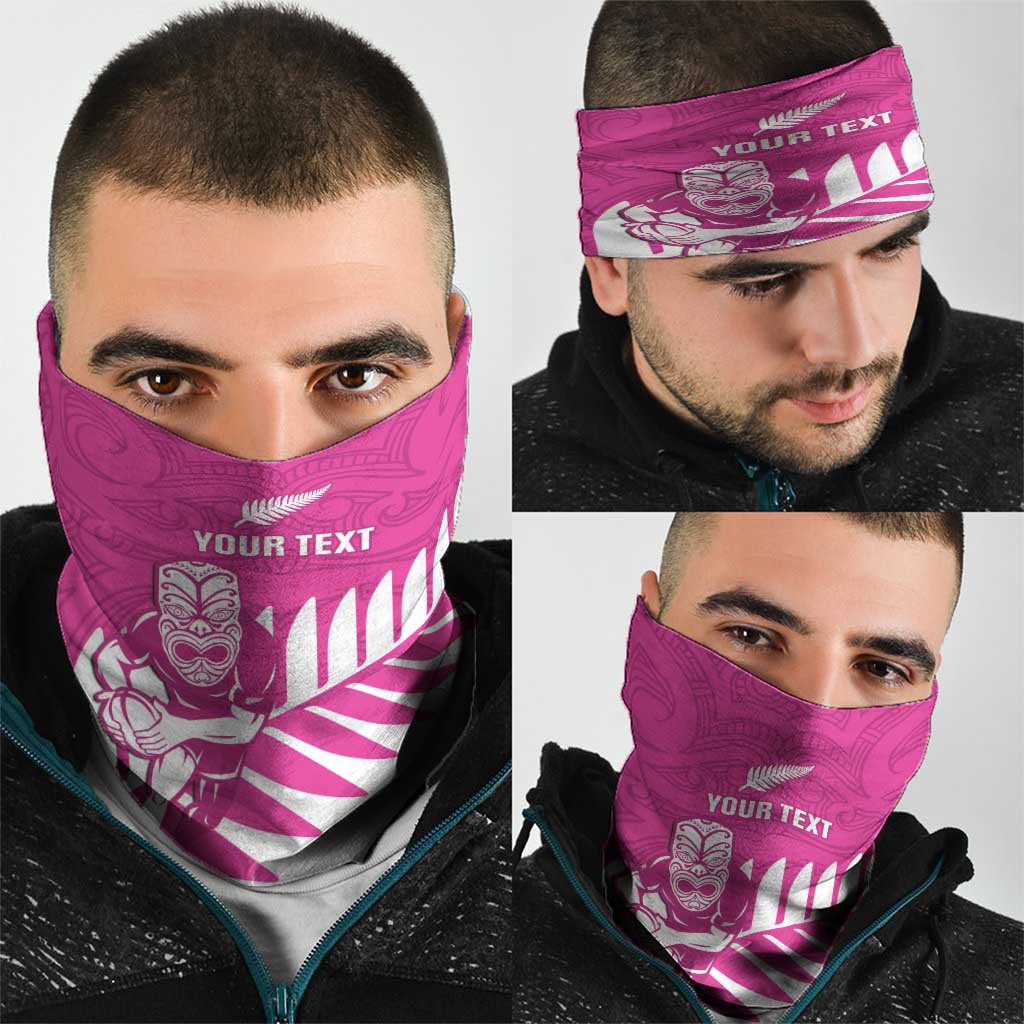 New Zealand Silver Fern Rugby Custom Neck Gaiter Go All Black Maori Pink Version - Aussie Hoodie
