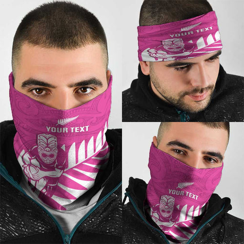 New Zealand Silver Fern Rugby Custom Neck Gaiter Go All Black Maori Pink Version - Aussie Hoodie