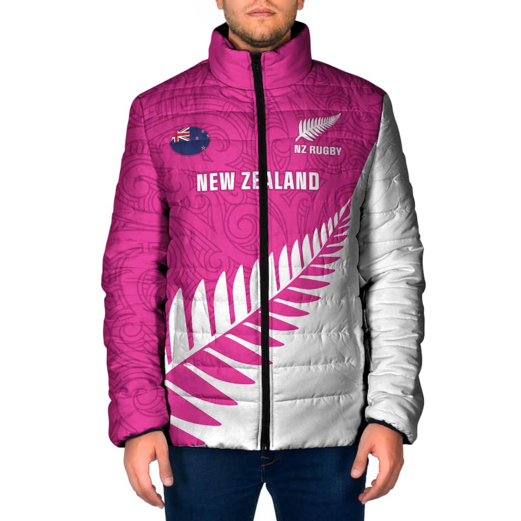 New Zealand Silver Fern Rugby Custom Padded Jacket Go All Black Maori Pink Version - Aussie Hoodie