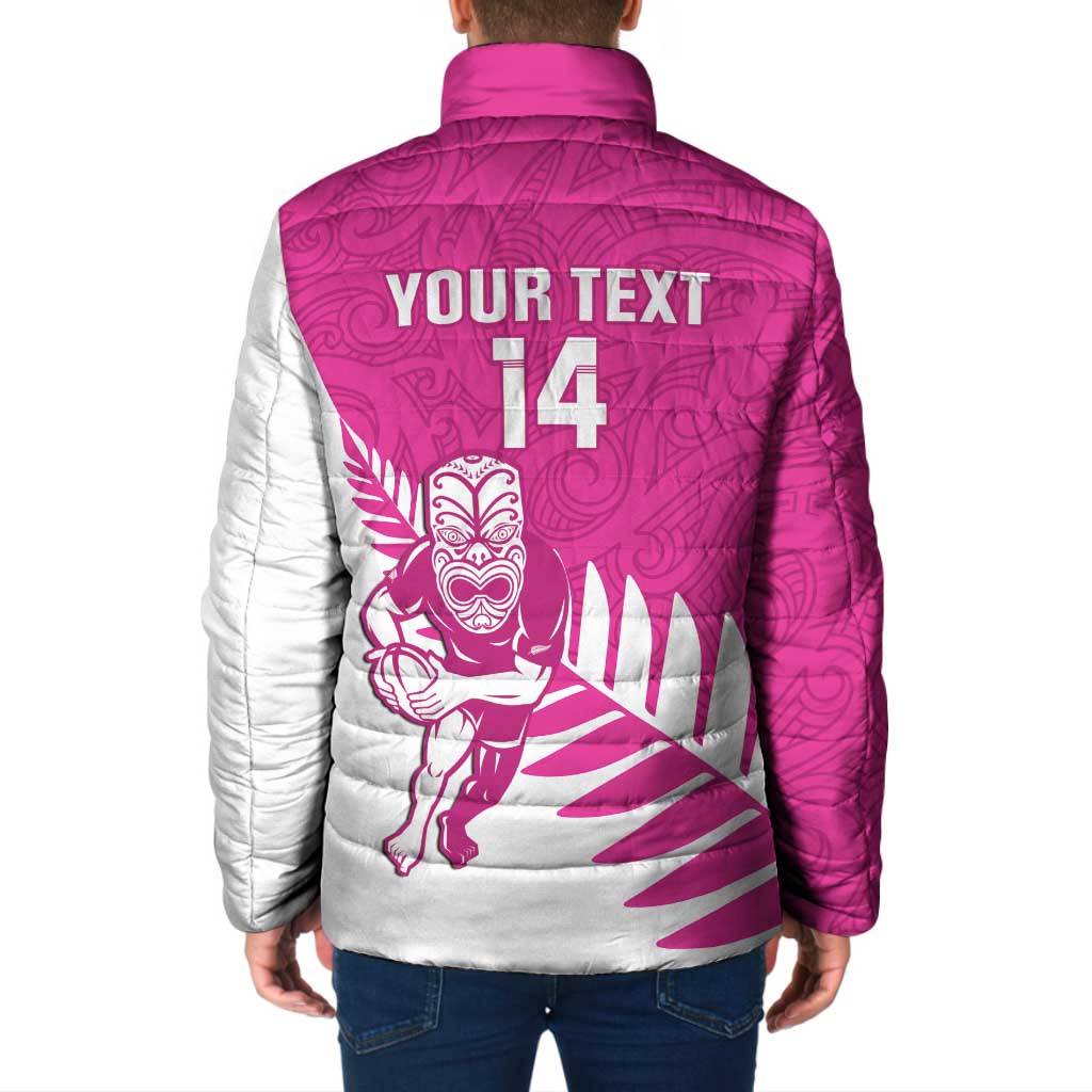 New Zealand Silver Fern Rugby Custom Padded Jacket Go All Black Maori Pink Version - Aussie Hoodie