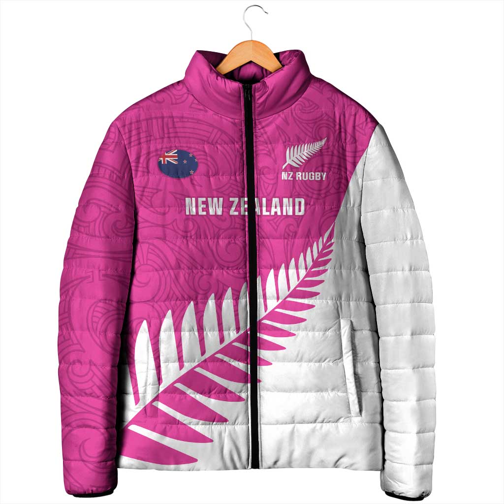 New Zealand Silver Fern Rugby Custom Padded Jacket Go All Black Maori Pink Version - Aussie Hoodie