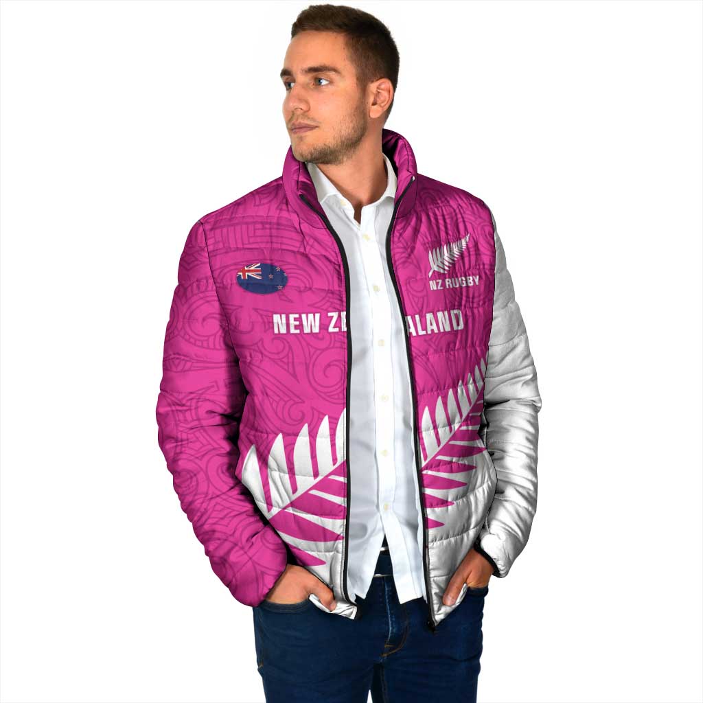 New Zealand Silver Fern Rugby Custom Padded Jacket Go All Black Maori Pink Version - Aussie Hoodie