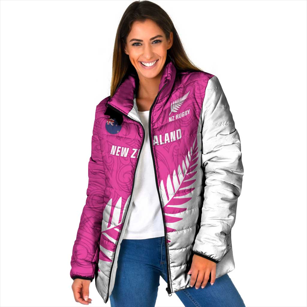 New Zealand Silver Fern Rugby Custom Padded Jacket Go All Black Maori Pink Version - Aussie Hoodie