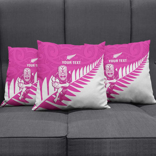 New Zealand Silver Fern Rugby Custom Pillow Cover Go All Black Maori Pink Version - Aussie Hoodie