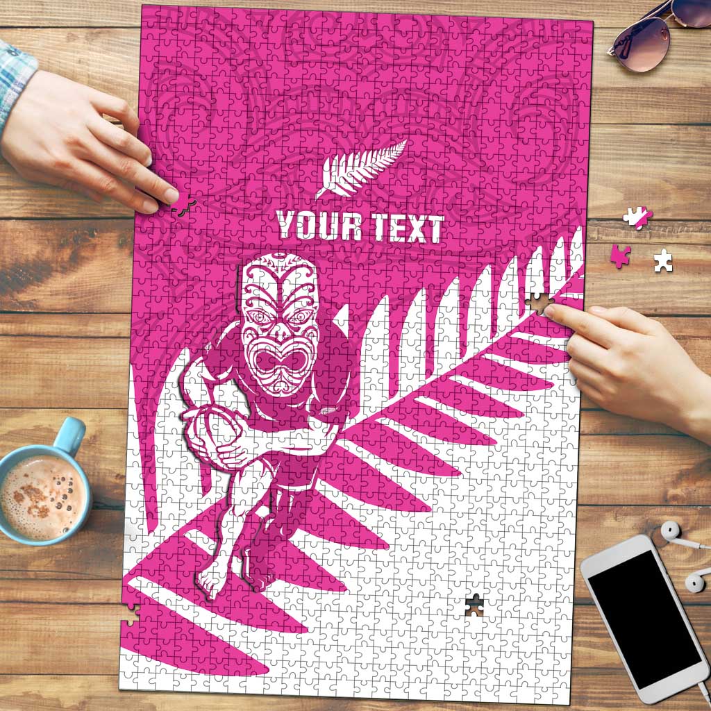 New Zealand Silver Fern Rugby Custom Puzzle Go All Black Maori Pink Version - Aussie Hoodie