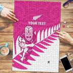 New Zealand Silver Fern Rugby Custom Puzzle Go All Black Maori Pink Version - Aussie Hoodie