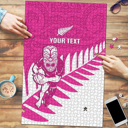 New Zealand Silver Fern Rugby Custom Puzzle Go All Black Maori Pink Version - Aussie Hoodie