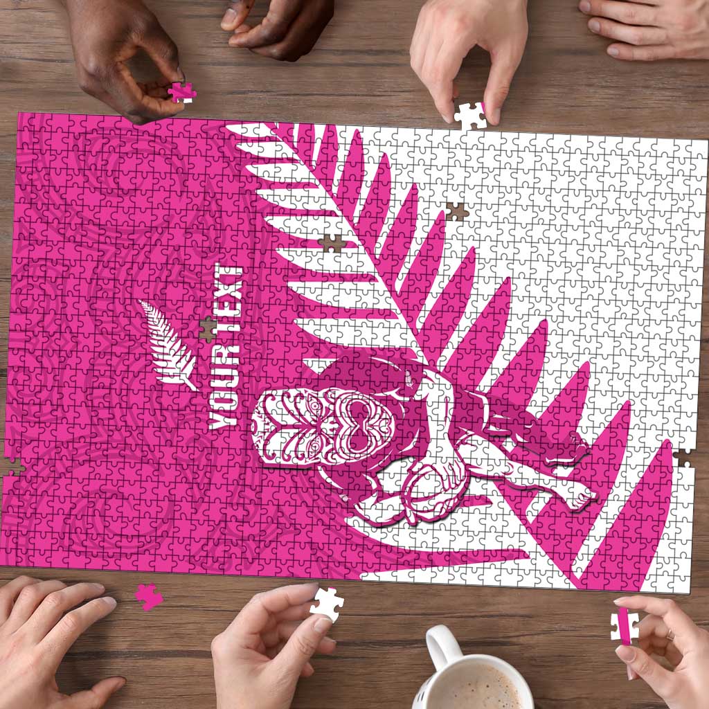 New Zealand Silver Fern Rugby Custom Puzzle Go All Black Maori Pink Version - Aussie Hoodie