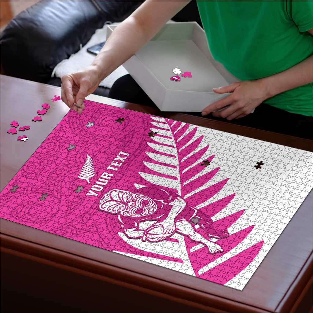 New Zealand Silver Fern Rugby Custom Puzzle Go All Black Maori Pink Version - Aussie Hoodie