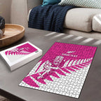 New Zealand Silver Fern Rugby Custom Puzzle Go All Black Maori Pink Version - Aussie Hoodie