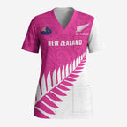 New Zealand Silver Fern Rugby Custom Scrub Top Go All Black Maori Pink Version - Aussie Hoodie