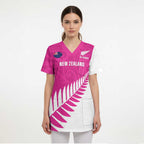 New Zealand Silver Fern Rugby Custom Scrub Top Go All Black Maori Pink Version - Aussie Hoodie