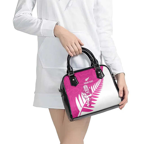 New Zealand Silver Fern Rugby Custom Shoulder Handbag Go All Black Maori Pink Version