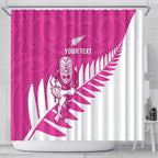 New Zealand Silver Fern Rugby Custom Shower Curtain Go All Black Maori Pink Version