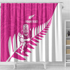 New Zealand Silver Fern Rugby Custom Shower Curtain Go All Black Maori Pink Version