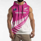 New Zealand Silver Fern Rugby Custom Sleeveless Hoodie Go All Black Maori Pink Version - Aussie Hoodie