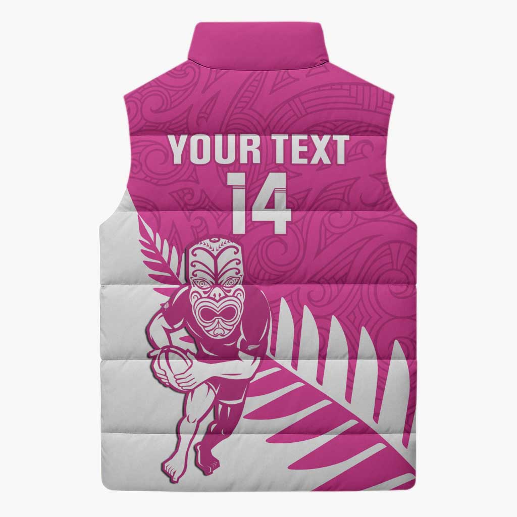New Zealand Silver Fern Rugby Custom Sleeveless Puffer Jacket Go All Black Maori Pink Version - Aussie Hoodie