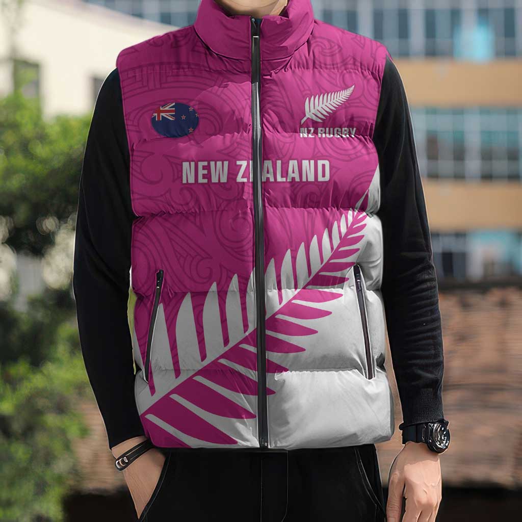 New Zealand Silver Fern Rugby Custom Sleeveless Puffer Jacket Go All Black Maori Pink Version - Aussie Hoodie