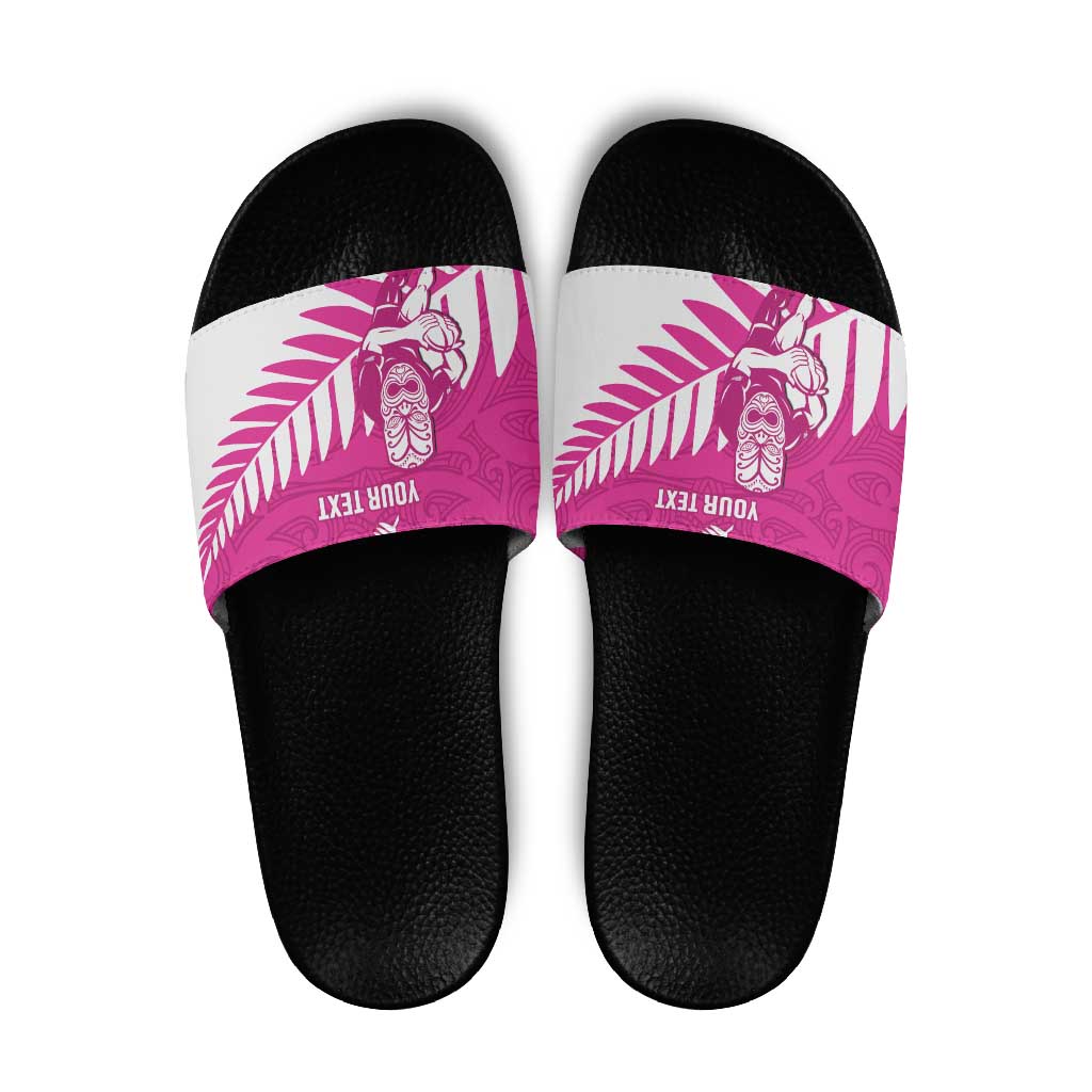 New Zealand Silver Fern Rugby Custom Slide Sandals Go All Black Maori Pink Version - Aussie Hoodie