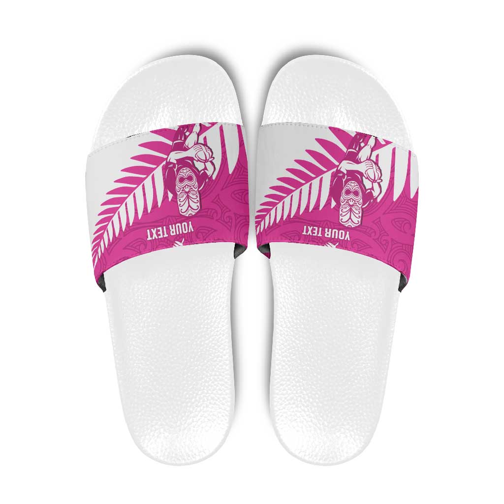 New Zealand Silver Fern Rugby Custom Slide Sandals Go All Black Maori Pink Version - Aussie Hoodie