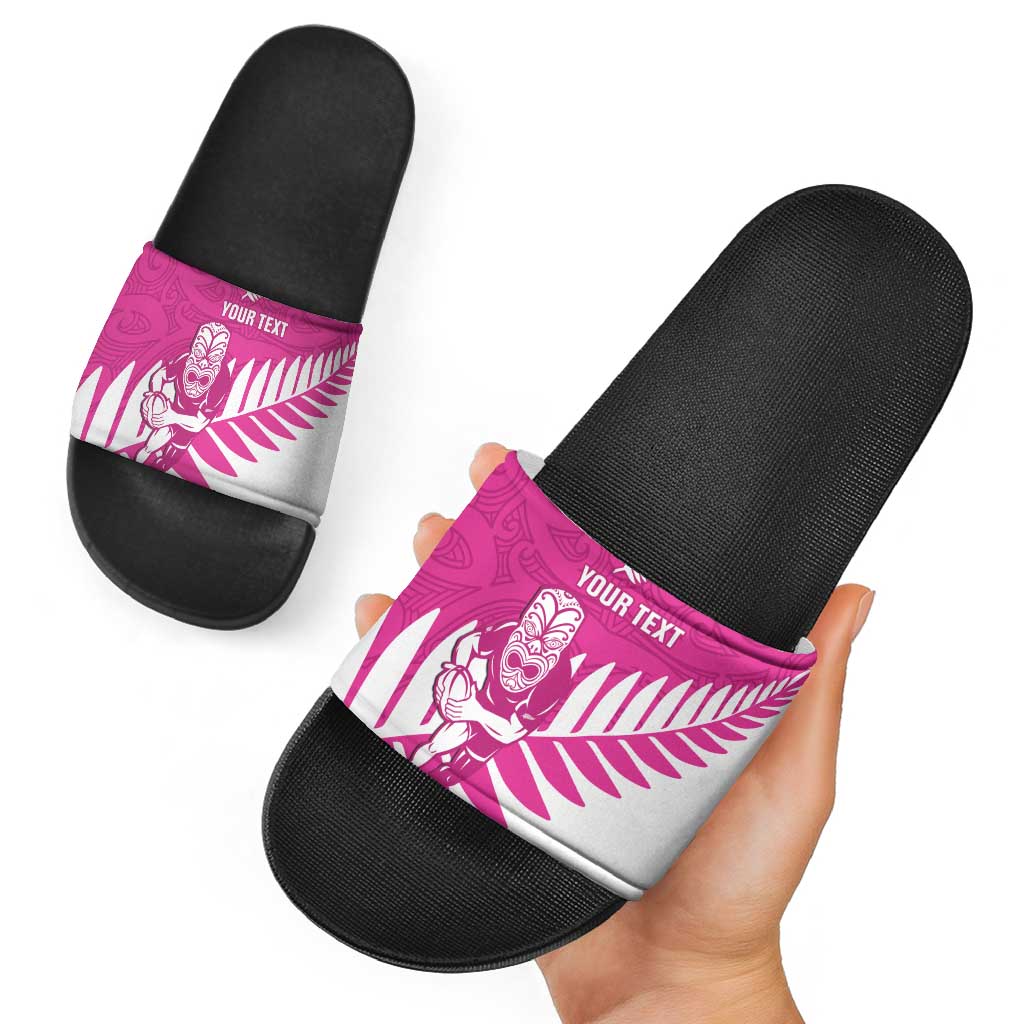 New Zealand Silver Fern Rugby Custom Slide Sandals Go All Black Maori Pink Version - Aussie Hoodie